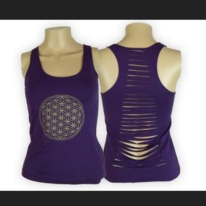 Flower of Life destroyed cut back yoga tank medium